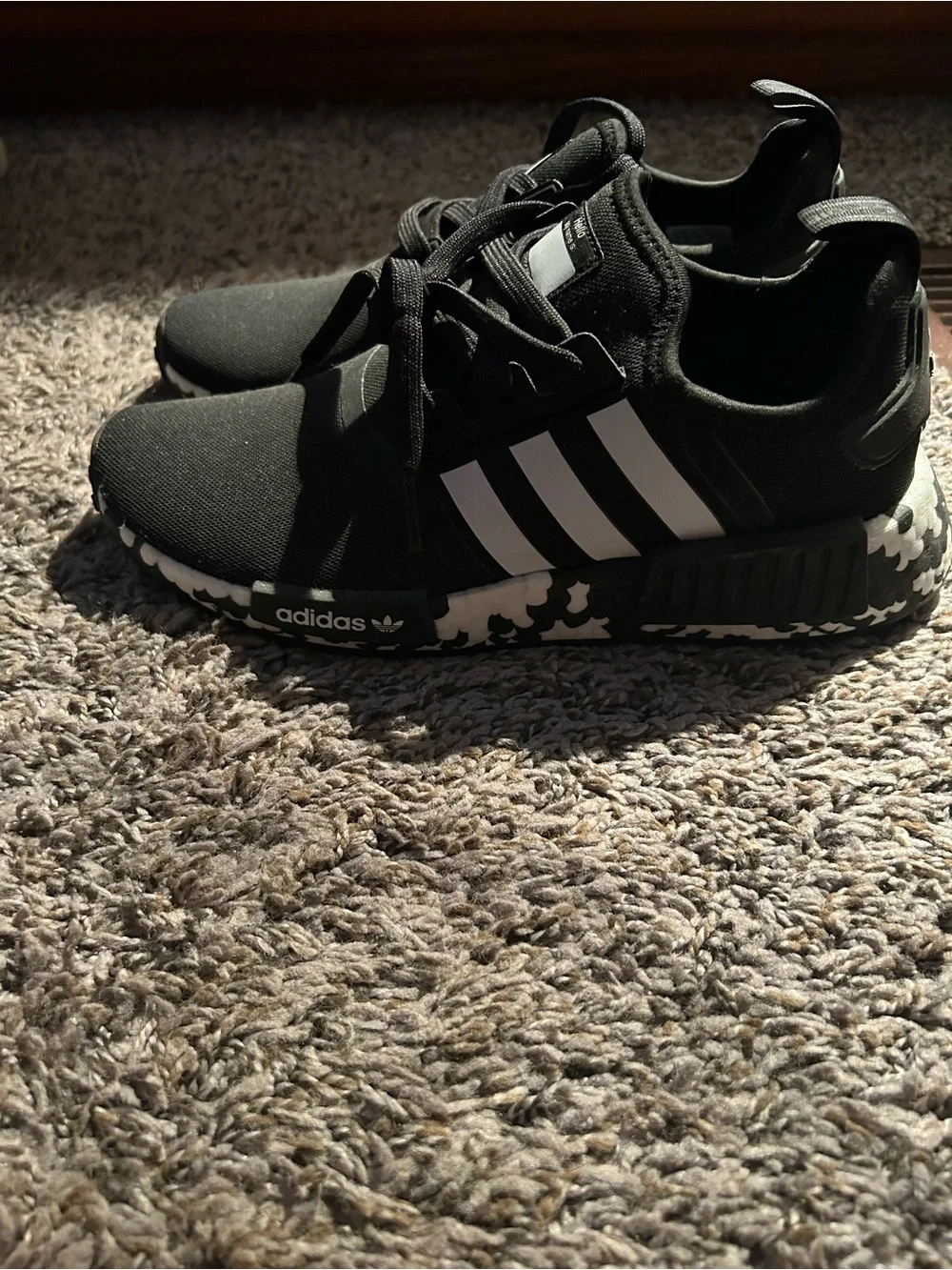 Grade School Boys Black Athletic Sneakers with White Stripes